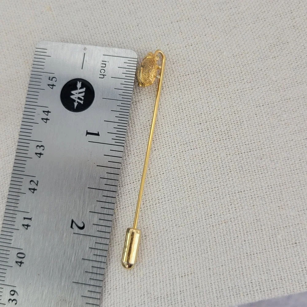 Vintage Gold Tone Stick Pin Ladybug Beetle and Faux‎ Stone Agate Stone